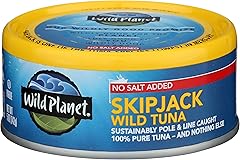 Wild Planet Skipjack Wild Tuna, No Salt Added, Tinned Fish, Canned Tuna, Sustainably Caught, Non-GMO, Kosher, Gluten Free, Ke
