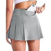 MIER Tennis Skirts for Women Pleated Golf Skirt with Liner Pocket High Waisted Athletic Skort for Running Workout Sports