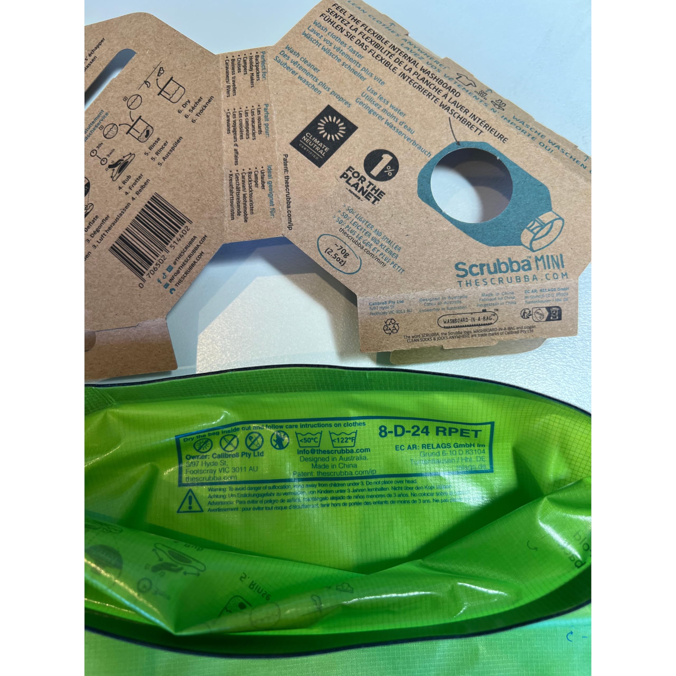 Scrubba Wash Bag MINI Ultra-Compact Washing Machine - Ideal for Travel, Camping & Hiking | Portable Washer & Dry Bag, 50% smaller than original Scrubba