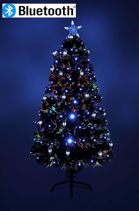 Bluetooth Speaker Black Fibre Optic Christmas Tree with WhiteLeds
