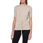 H Halston Womens Short Sleeve High Neck Belted Top