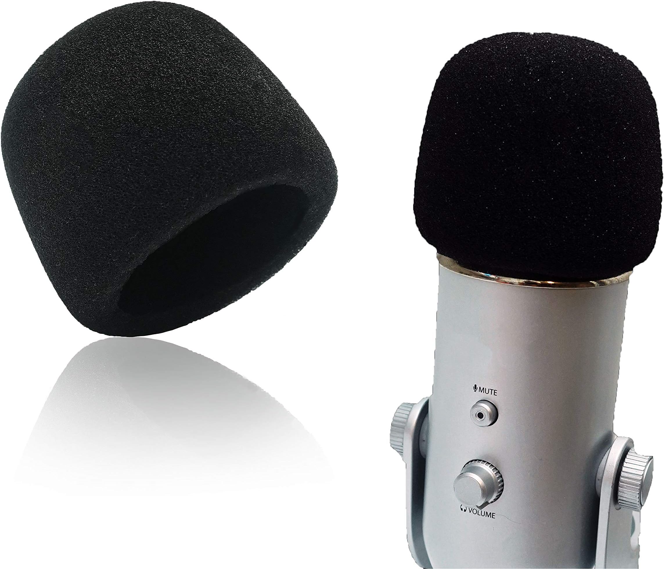 Foam Windscreen for Blue Yeti Microphone, 2 Pack | Premium Foam Pop Filter Improves Acoustics and Sound Clarity