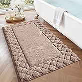 LUMI Bathroom Rugs, Ultra Soft Absorbent Bath Mat for Shower, Non Slip Washable Bath Rugs with Rubber Backing, Microfiber Plush Quick Dry Floor Mat for Bathtub, Floor, Brown, 17x30