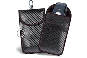 DWARFOO 2PCS Faraday Bag for Key Fob, Car RFID Signal Blocking Key Fob Protector, Faraday Cage Protector, Signal Blocking Anti-Theft Bag, Anti-Theft Pouch, Carbon Fiber Faraday Pouch Key Fob Protector