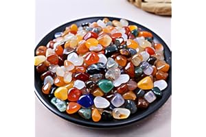 SigMntun Polished Colorful Agate Crystal Chips 200 Pcs - 10 oz Tumbled Stone Chips Crushed Sea Glass Stones Healing Reiki Crystal Making Home Decoration