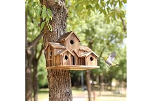 YYYUAN Handmade Hummingbird House - Large Bird House for Garden/Courtyard/Backyard Decor - Room for 6 Bird Families
