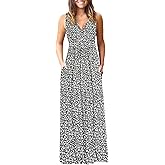 AUSELILY Women's Sleeveless Formal Dress Deep V Neck Loose Plain Cocktail Long Maxi Dresses with Pockets 2026 New