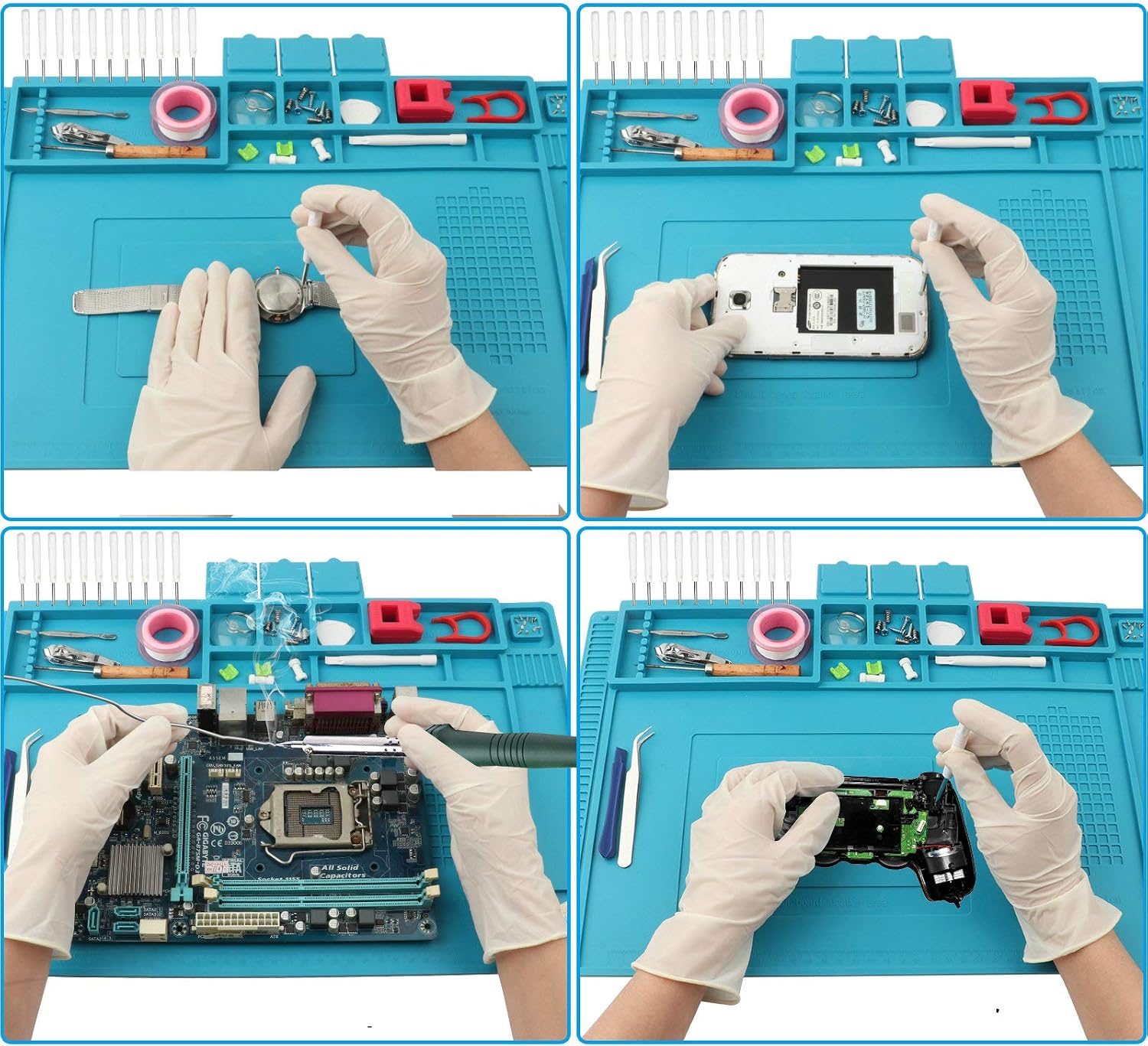 YUSHIHU Silicone Soldering Mat, 500℃ Heat-Resistant Silicone Work Repair Mat