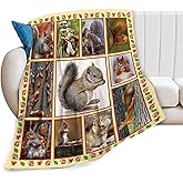 Cute Squirrel Decor Throw Blanket - Super Warm Soft Plush Lightweight Fleece Flannel Animals Blanket - Squirrels Gifts for Women, Girls, Boys, Men, Kids - Winter Couch Bedding - 40"X50"