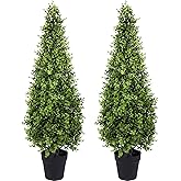 Yinleus 3FT Artificial Boxwood Topiary Tree Fake Topiary Potted Plants for Home Office Garden Indoor Outdoor Decoration 35INCH(2PACK)