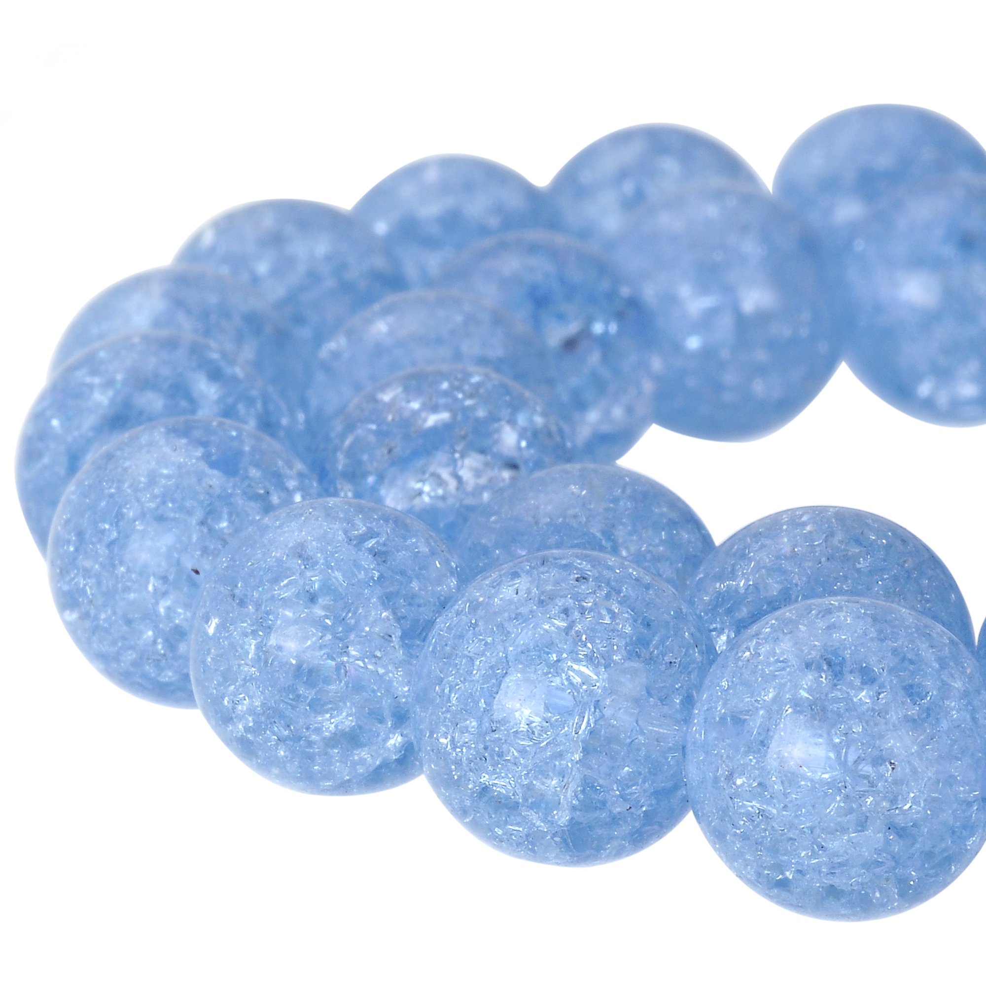 RUBYCA Round Crackle Druk Czech Crystal Pressed Glass Beads for Jewellery Making 8mm Strand (Blue)