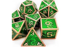 HAOMEJA Dragon Metal Dice DND 7 Set Role Playing Dice D&D Dungeons and Dragons Red Copper Green Zinc Alloy Polyhedral