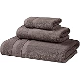 SOFE H&L | Olea Luxury Turkish Cotton Bath Towels Set of 3 : 1 Bath Towel, 1 Hand Towel, 1 Wash Cloths, Dark Gray |Thick, Premium, Soft, Durable, Absorbent - Hotel Quality Towel Sets for Bathroom