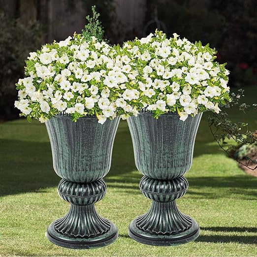 SmashingDealsDirect Set of 2 Garden Plastic Urn Planters Indoor Outdoor
