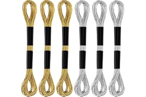 6 Skeins Embroidery Threads, Metallic Embroidery Floss Friendship Bracelet Cross Stitch Thread for Sewing Making Yarn Craft S