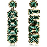 St. Patrick's Day Earrings Beaded Green Leaf Earring for Women Handmade Lucky Shamrock Hat Drop Dangle Earrings Irish Holiday Jewelry Gift