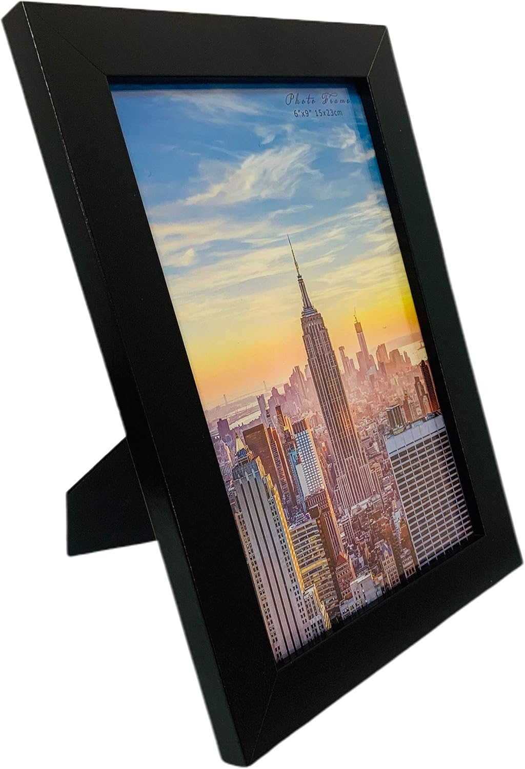 Photo Albums, Frames & Accessories - Frame Amo 6x9 Black Modern Picture Frame, 1 inch Border, Glass Front, for Wall or Table