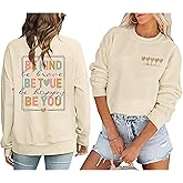 AMWIPE Be Kind Sweatshirt For Women Teacher Positive Message Fall Shirt Mental Health Graphic Tops