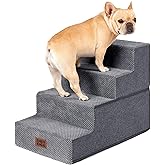 EHEYCIGA Dog Stairs for Bed 18" H, 4-Step Dog Steps for High Bed, Grey | Pet Steps for Small Dogs and Cats, Non-Slip Balanced Pet Ramp Indoor
