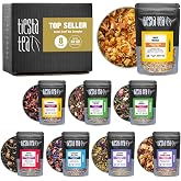 Tiesta Tea Top 8 Favorites Sampler Set Loose Leaf Up to 80 Cups 8 Pouches | High to No Caffeine, Hot &amp; Iced, Tea Variety Pack with Green, Herbal, &amp; Black, 8 Sample Pouches