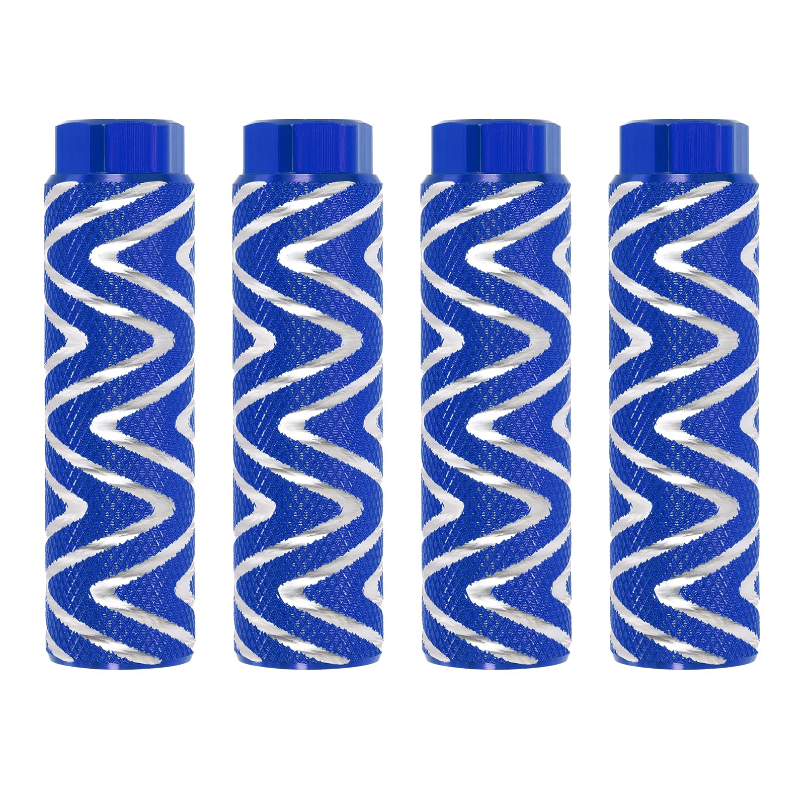 PATIKIL Aluminum Alloy S-Shape Bike Pegs Fit 3/8 inch Axles, 4 Pack Anti-Skid lead Foot Bicycle Pegs Back Seat Stands for BMX Mountain Bike Cycling Rear Stunt Pegs, Blue