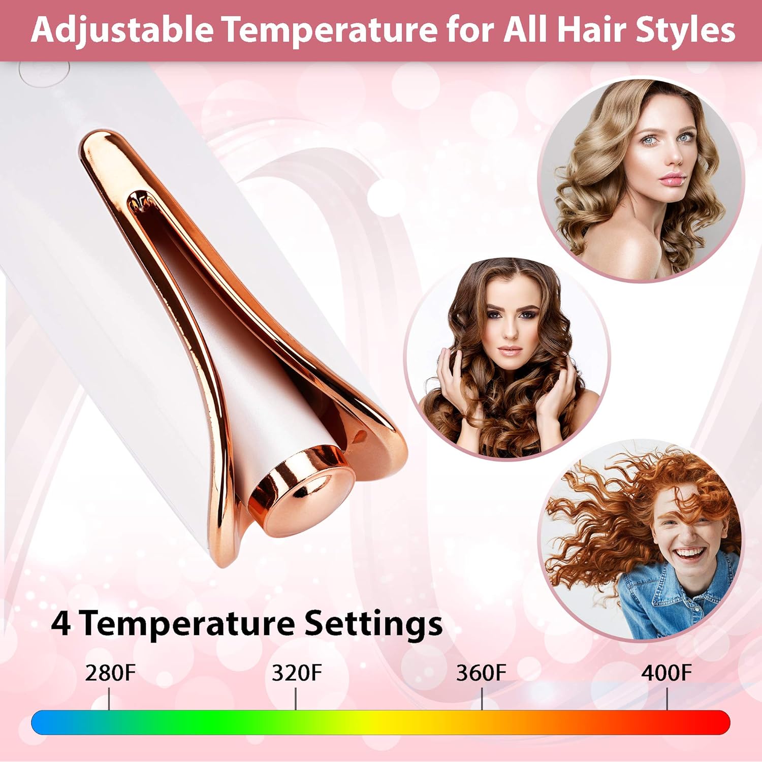 Automatic Cordless Hair Curler That Gives You Brilliant Beautiful Natural Curls, Light Weight Portable Curling Iron Allow You to Style Anytime Anywhere 4 Temperature Setting for Different hairstyling: Health & Personal Care