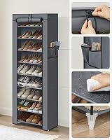 SONGMICS 10 Tier Shoe Rack Cabinet Grey RXJ10G 27-35 Pairs Free Standing view 6