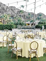 REWOMC 6 Pack Round Tablecloths - 120 Inch, Beige