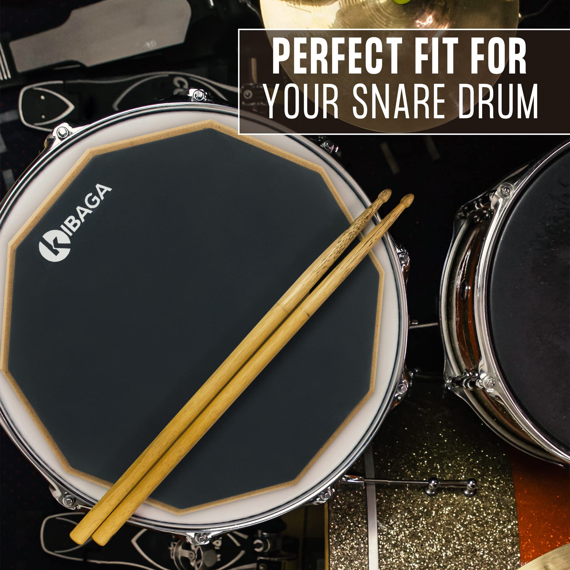 12-Inch Silent Drum Practice Pad With Wooden Base And Steel