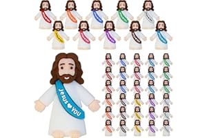 Bamamon 30 Pcs Little Jesus Figures, Mini Jesus Figurines in Bulk Easter Jesus Loves You Tiny Christ Toys to Hide and Seek Sunday School Religious Party Favors Baptism Gifts for Easter Egg Stuffers