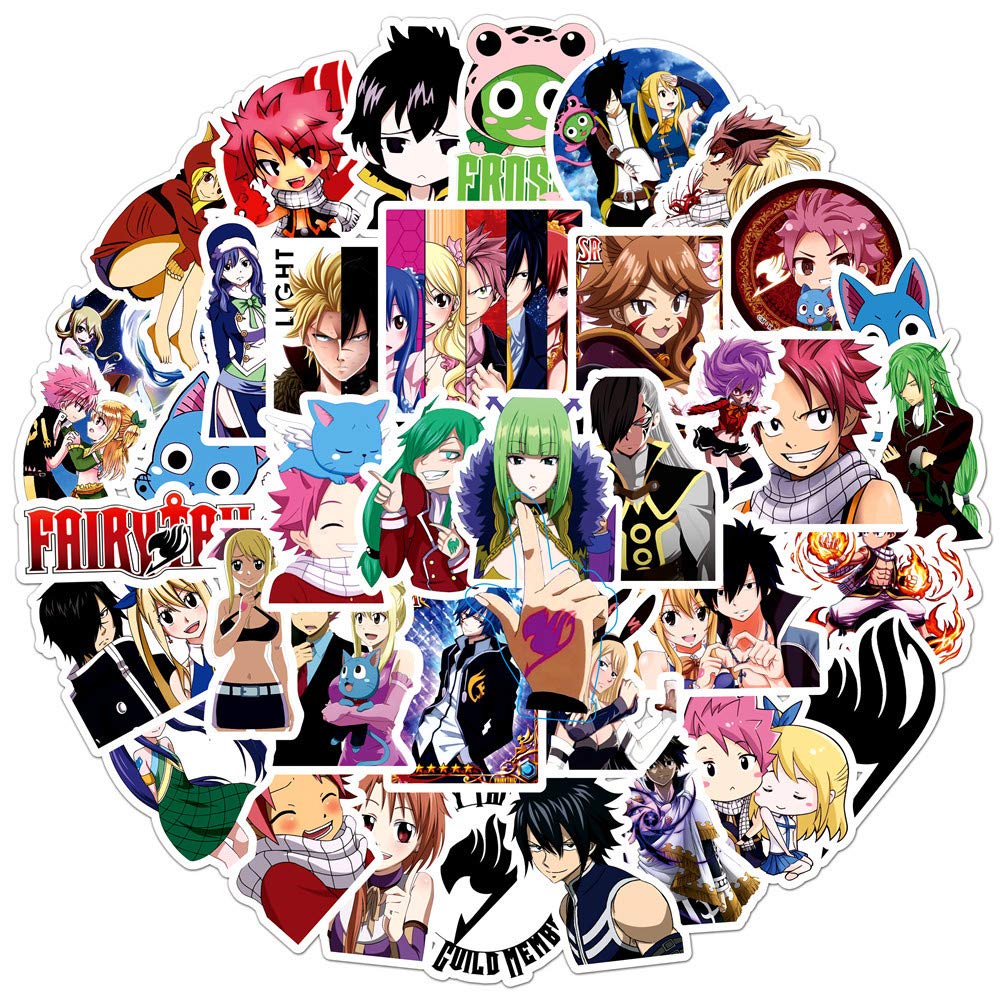 50 Pcs Anime Fairy Tail Stickers for Laptop,Bumper,Skateboard,Water Bottles,Computer,Phone,Anime Sticker Pack for Kids/Teen — image 1