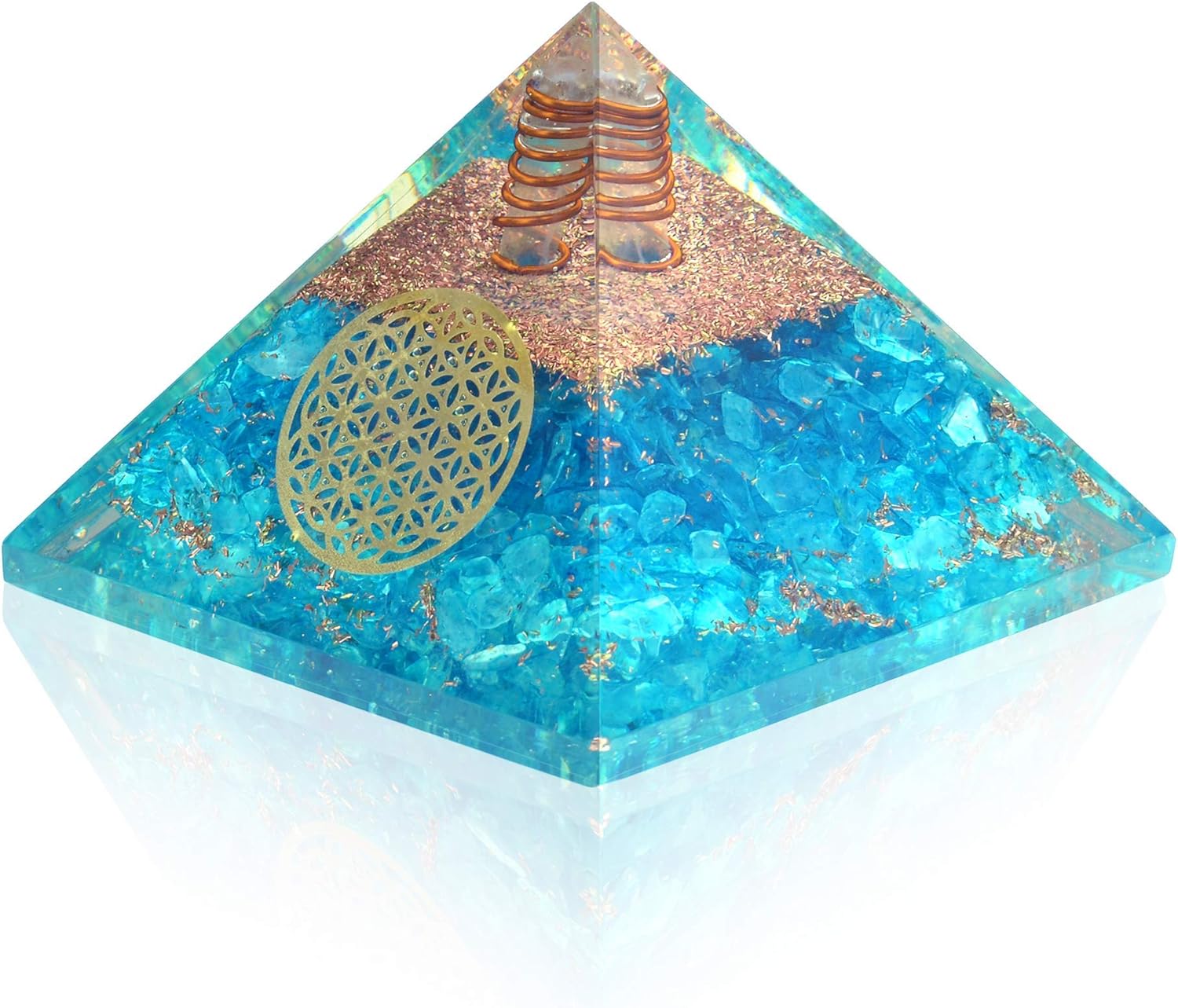 Mixed Media - Orgonite Pyramid - Blue Aquamarine Pyramid for E-Energy Protection - Orgone Energy Generator - Orgone Pyramids for Chakra Balancing - Healing Stones Crystal Chakra - Chakra Crystal - By Agate Jewelry