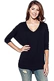 Alexander + David AD Womens Oversized Knit V-Neck Tunic Top W/Dolman Sleeves