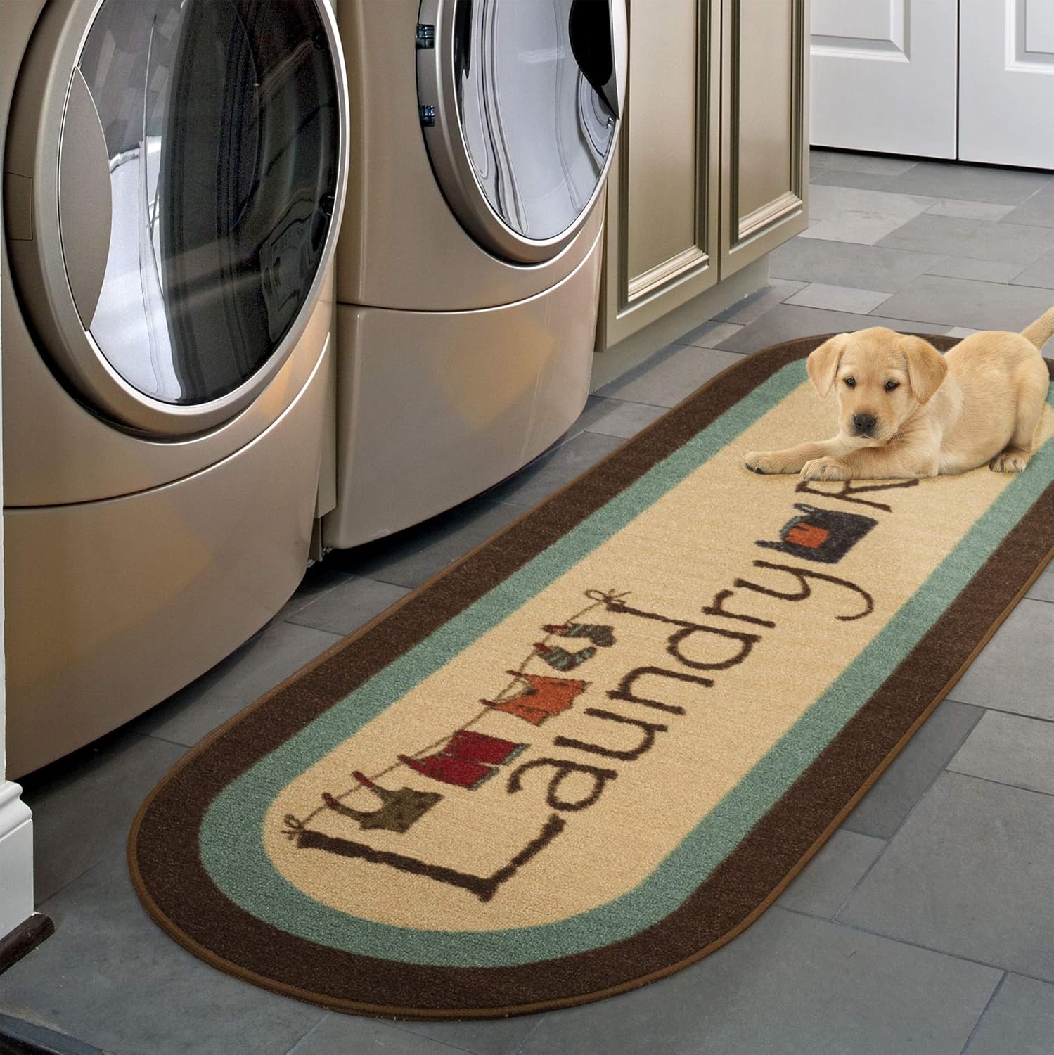 Ottomanson Laundry Runner Rug, 20" x 59", Brown: Furniture & Decor