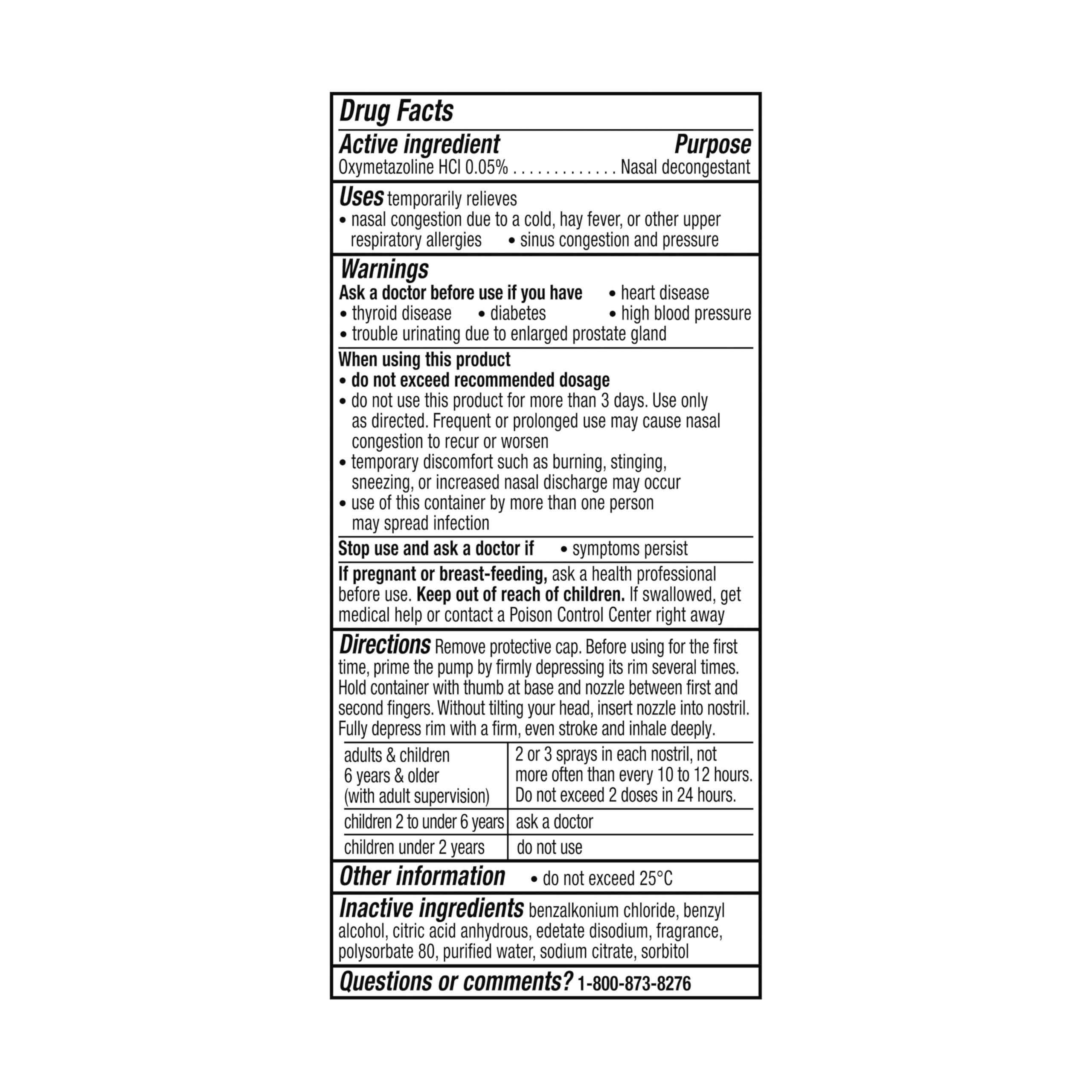 Vicks Sinex SEVERE Allergy & Sinus Nasal Spray, Original Ultra Fine Mist, Decongestant Medicine, Relief from Nasal Congestion due to Cold or Allergy, Sinus Pressure Relief, 265 Sprays x 2