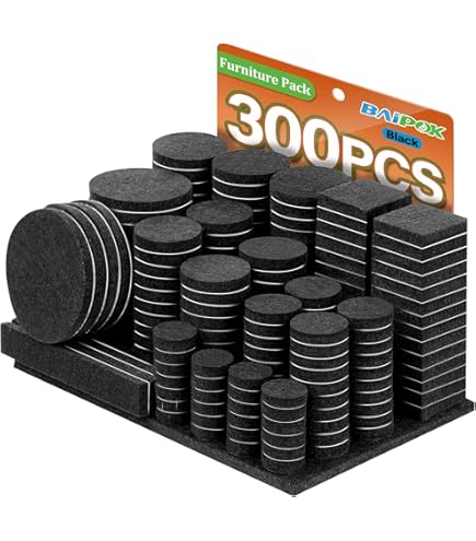 Moinkerin 111-Piece Felt Furniture Pads – 5mm Self-Stick Anti-Scratch Pads For Chair Legs, Wood Floors, Noise Reduction