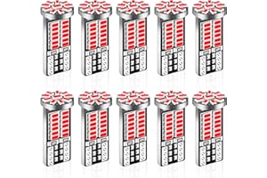 iFunyLED 10Pcs Super Bright 194 T10 168 2825 W5W 34-SMD 3014 Chipsets Replacement LED Bulb for Car Trunk Interior Dome Map Door Courtesy License Plate Lights - Brilliant Red