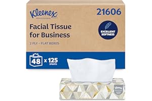 Kleenex Professional Facial Tissue, Bulk (21606), 2-Ply, White, Flat Boxed Format, Designed for Business (125 Tissues/Box, 48
