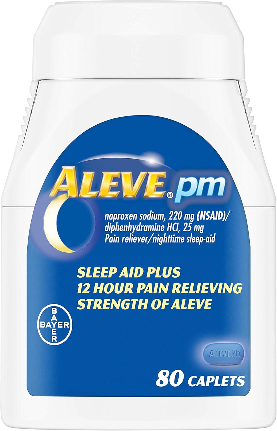 Aleve PM Caplets with Naproxen Sodium, 220mg (NSAID) Pain Reliever/Fever Reducer/Sleep Aid, 80 Count: Health & Personal Care