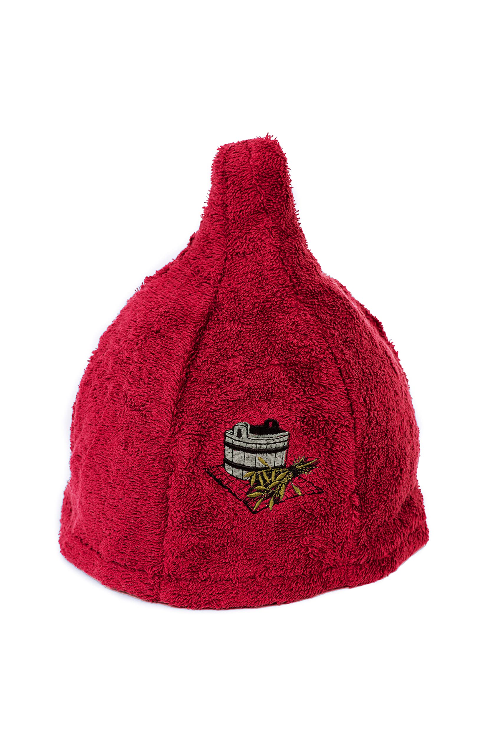 Ger3as Sauna Hat for Men and Women 100% Cotton with Embroidery Wellness Hat (UK, Numeric, 6 7/8, 7 1/2, Red)
