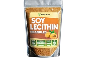 XPRS Nutra Soy Lecithin Granules Non GMO - Lecitina de SOYA - 100% Pure Soy Lethicin Granules - Premium SOYA Lethicin Granules - Food Grade Fat Emulsifier Suitable for Baking (4 Ounce)