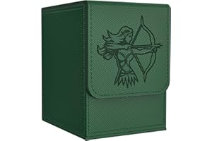 Zettokete Card Deck Box with 2 Dividers, MTG Commander Deck Box Holds 100+ Double-Sleeved Cards, Leather Magnetic Deck Case Compatible with Magic TCG CCG Cards, Green/Elf