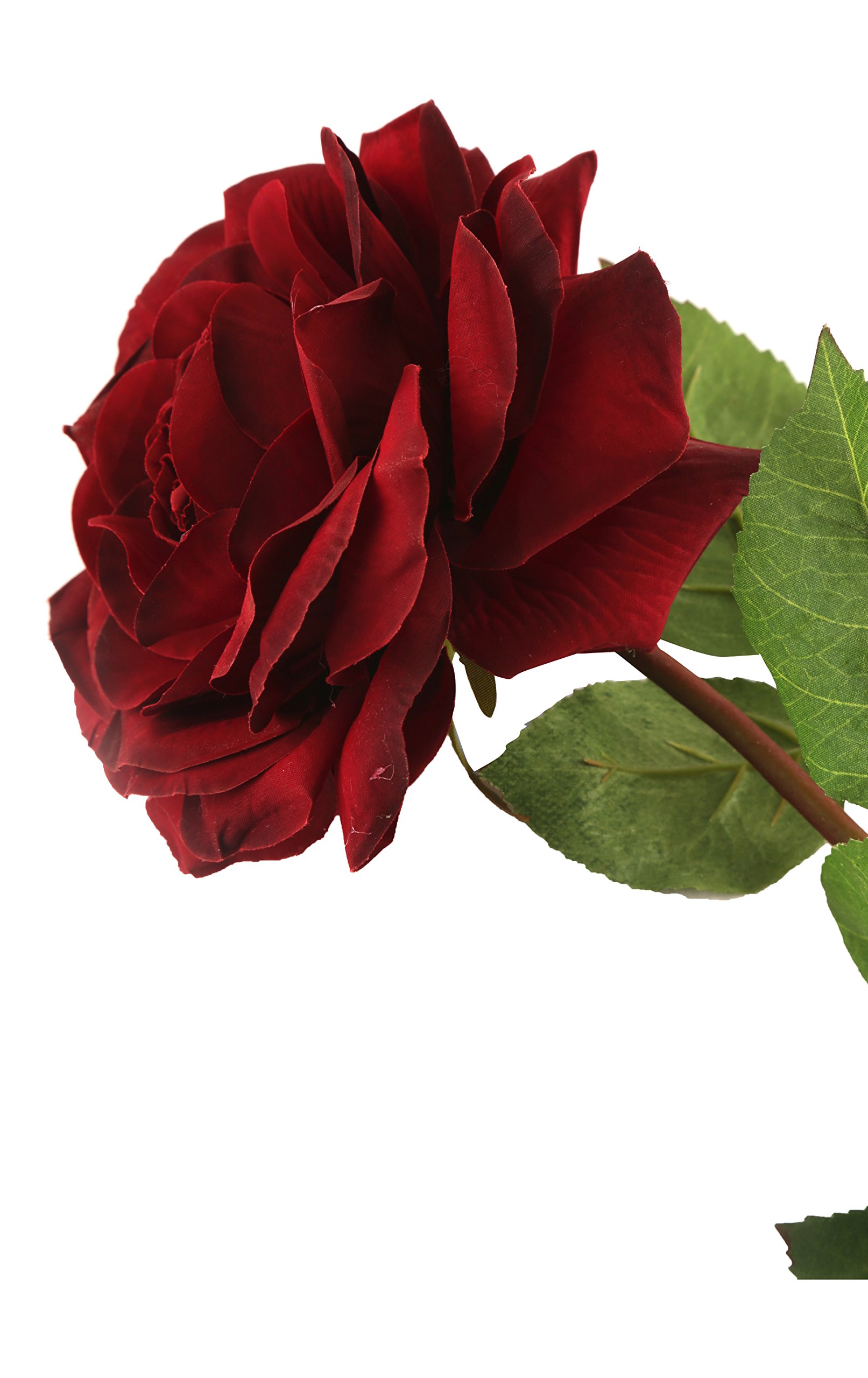 Floral Elegance Artificial 92cm Single Stem Fully Open Burgundy Rose Flowers x 6