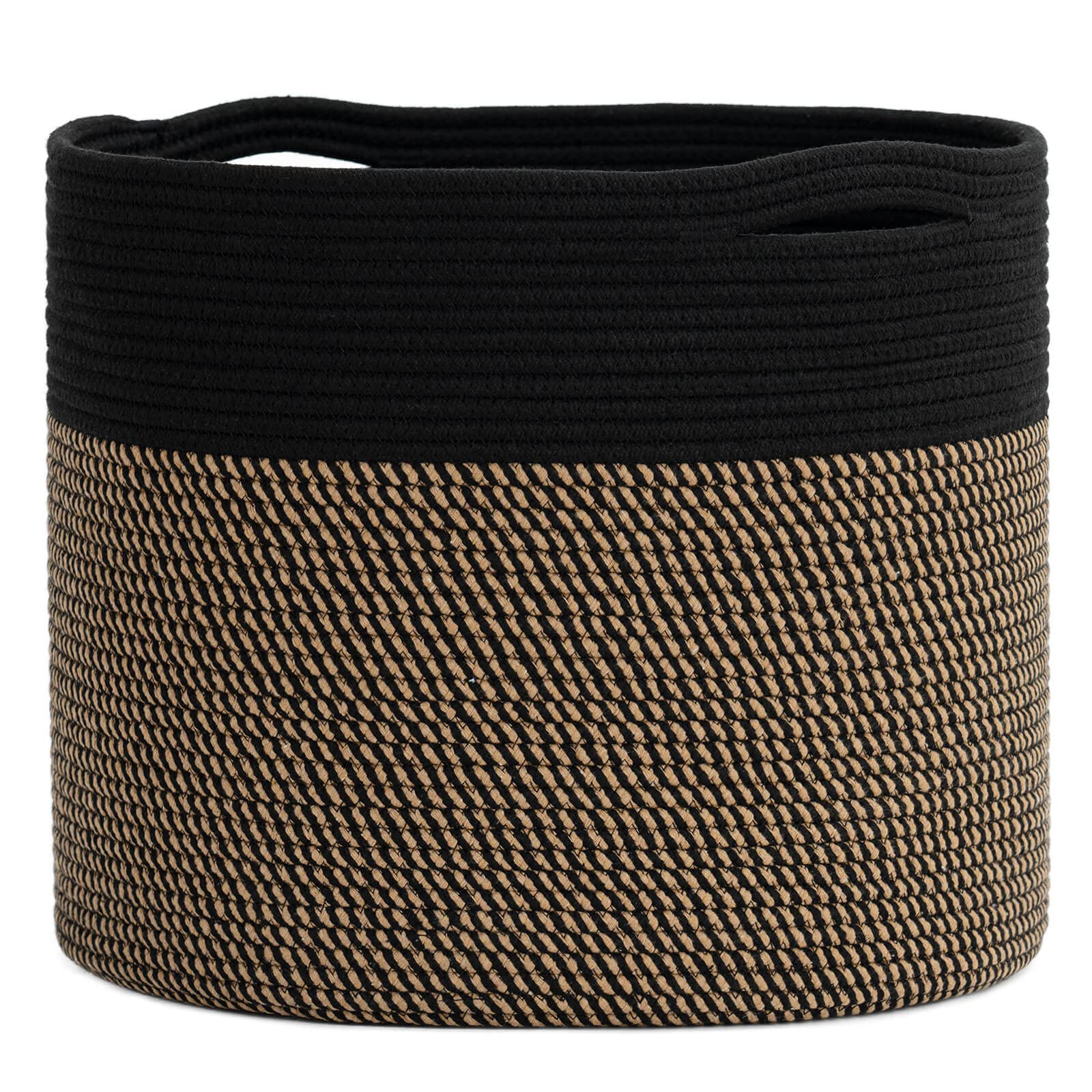 Photo 1 of Goodpick Woven Rope Storage Basket, Blanket Basket for Towel, Shoe, Clothes, Large Toy Storage for Playroom, Living Room, Nursery, Toy Bin, Black
