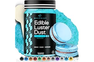 BeePoint Edible Glitter Luster Dust 15g - Food Grade, Vibrant Color Shimmer Powdered Dust for Drinks, Cocktails, Cake Decorating, Baking, Chocolates, Candy, Sweets, & Cookies - Vegan & Gluten Free (Teal Blue)