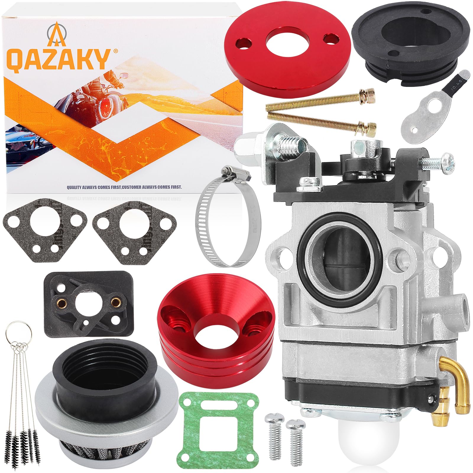 QAZAKY Carburetor for 33cc 40cc 43cc 47cc 49cc 50cc 52cc Pit Dirt Mini Pocket Rocket Kids Bike 2-Stroke Engine Scooter ATV Quad Chopper Moped Go Kart Hedge Trimmer Brush Cutter Edger Cultivator Blower