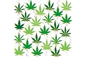 QOUBAI 84PCS Pot Leaves Party Decorations Banners Pot Leaves Hanging Swirl Party Supplies Pot Leaves Ceiling Streamers Pot Leaves Paper Cutout Spiral Favors for Birthday Party Room Decor