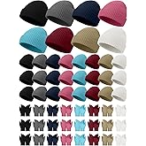 Chicingyou Winter Hats and Gloves Beanies Set Bulk Adults Women Men Unisex Knit Beanie Thermal Gloves for Homeless Gifts