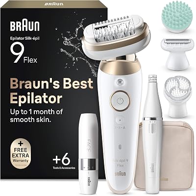 Epilateur Electrique Femme Silk Epil 9, 9-681 3D FaceSpa, Blanc et Or