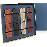 Miruchertter 4 Pcs Wooden Bookmarks Vintage Wood Bookmarks for Women & Men Handmade Natural Wood Carving Book Markers Box Set Unique Gift for Reader, Students, Teachers